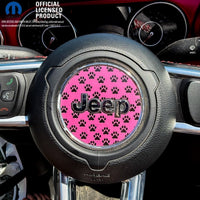 Jeep Wrangler JK Steering Wheel Circle Black and Pink Dog Paws Vinyl Decal Sticker 2007-2017 - Tiny Wrapz