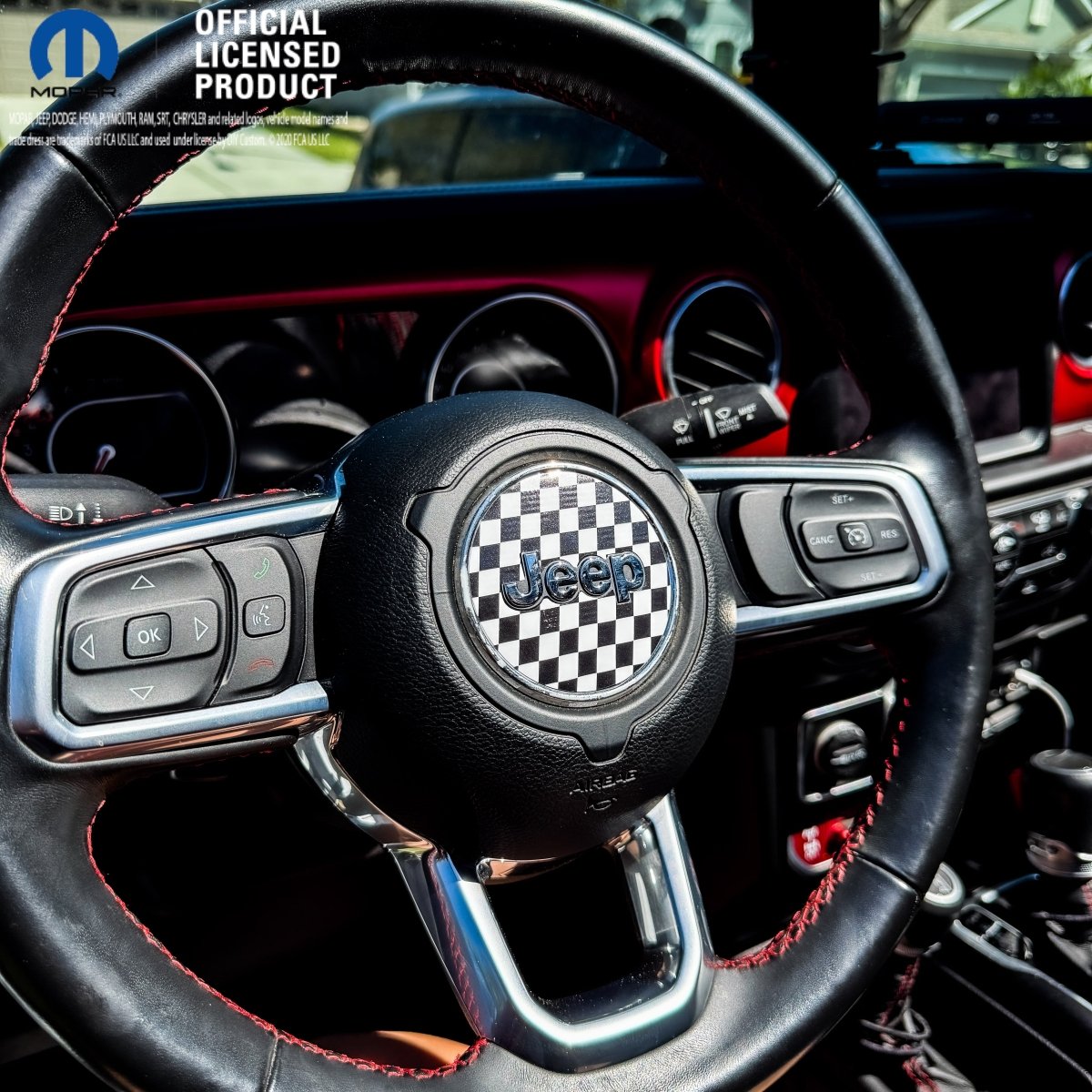 Jeep Wrangler JL Gladiator Steering Wheel Circle Checkered Flag Vinyl Decal Sticker
