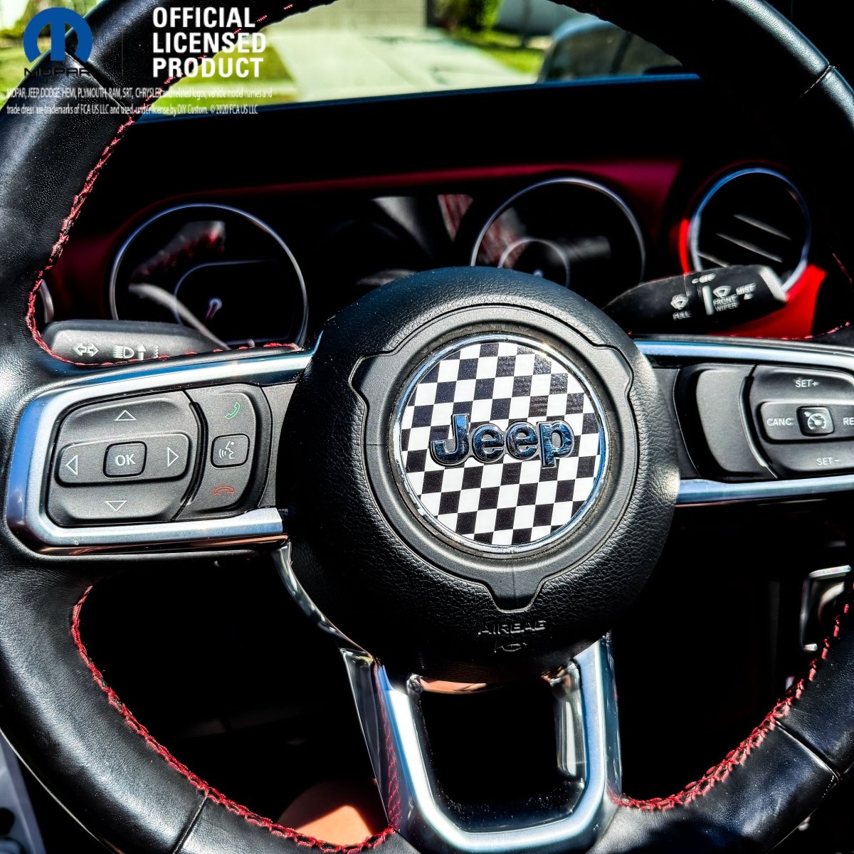 Jeep Wrangler JL Gladiator Steering Wheel Circle Checkered Flag Vinyl Decal Sticker