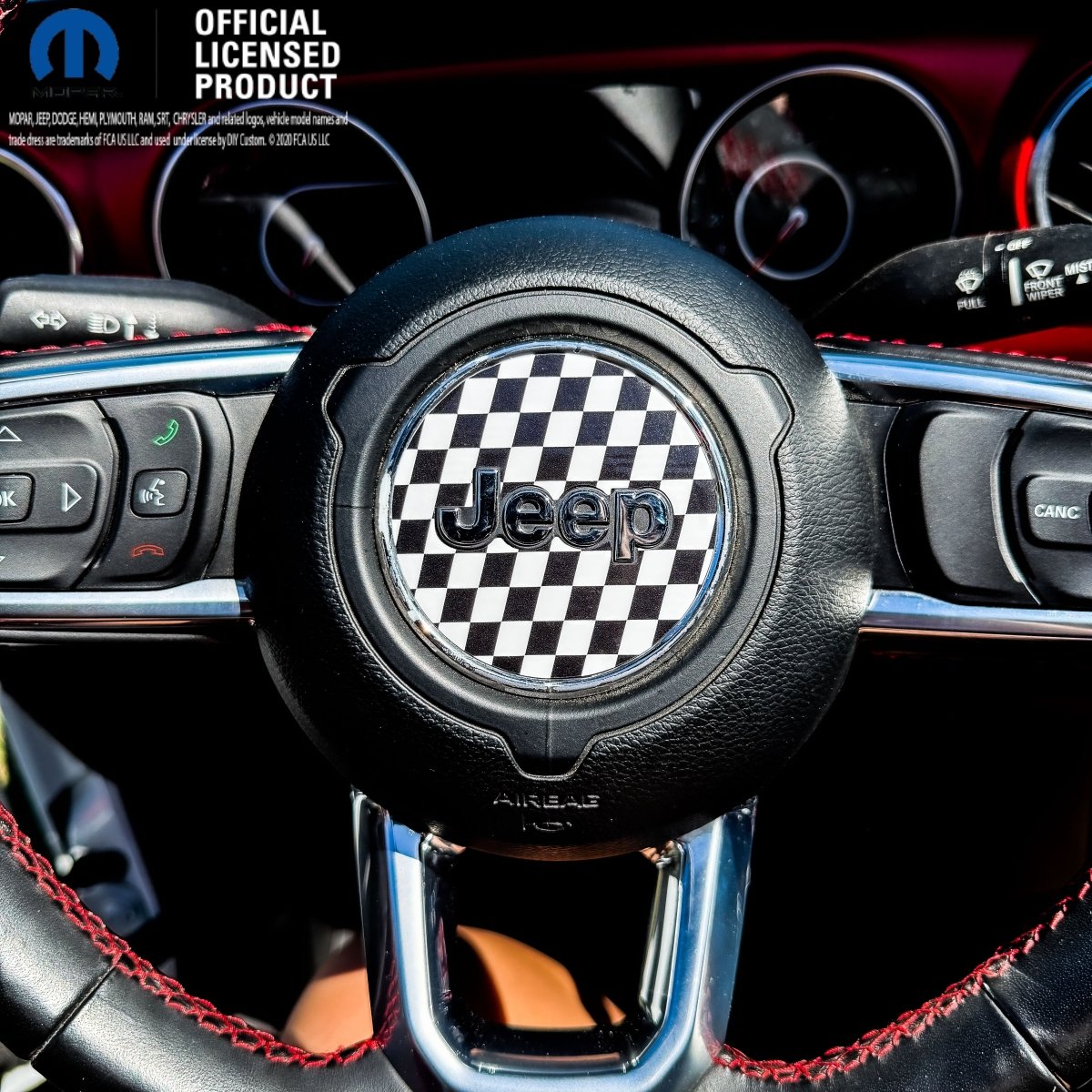 Jeep Wrangler JL Gladiator Steering Wheel Circle Checkered Flag Vinyl Decal Sticker
