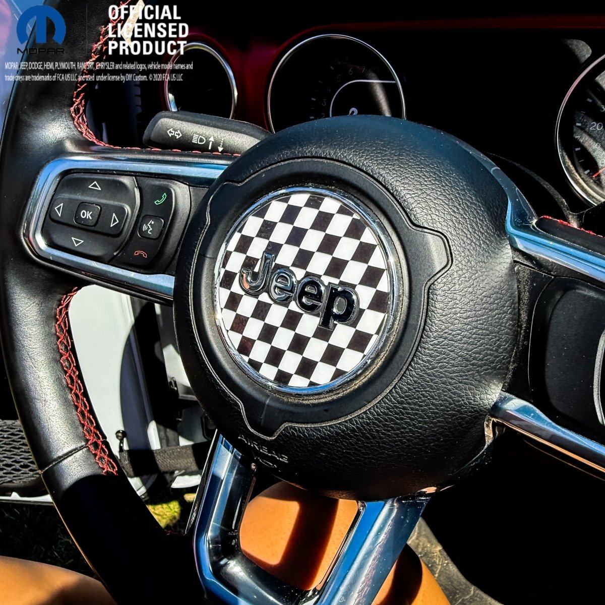 Jeep Wrangler JL Gladiator Steering Wheel Circle Checkered Flag Vinyl Decal Sticker