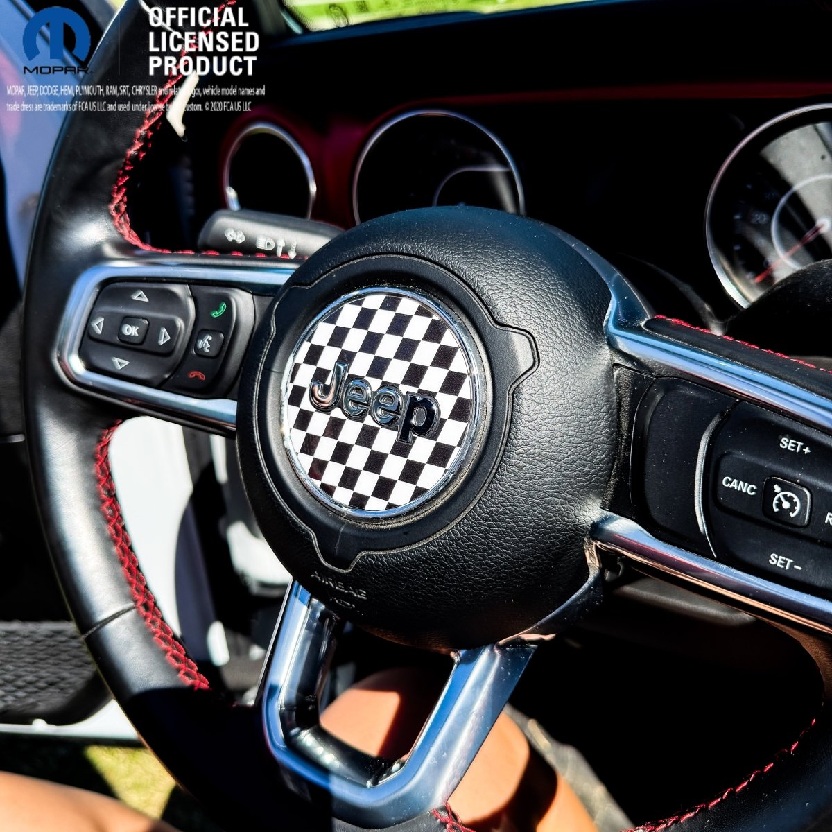 Jeep Wrangler JL Gladiator Steering Wheel Circle Checkered Flag Vinyl Decal Sticker