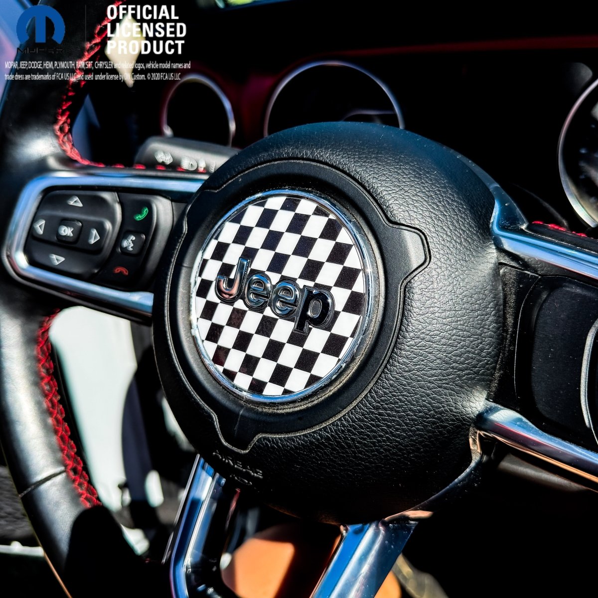 Jeep Wrangler JL Gladiator Steering Wheel Circle Checkered Flag Vinyl Decal Sticker