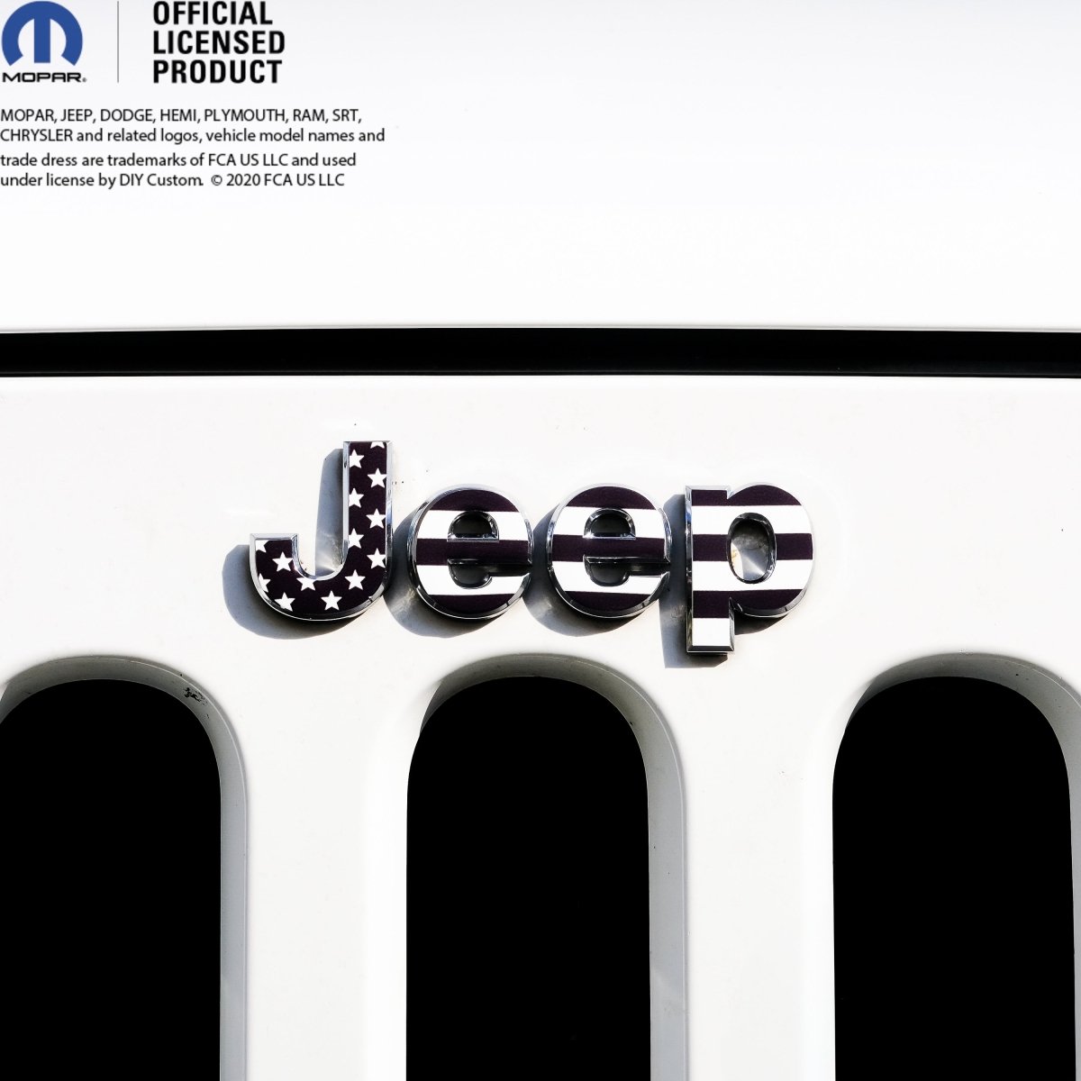Jeep Emblem Overlay Decals - Basic Black & White American Flag - Tiny Wrapz