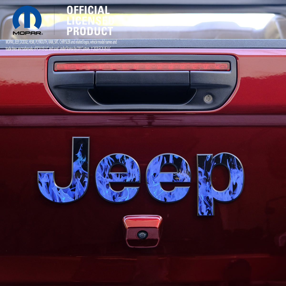 Jeep Emblem Overlay Decals - Blue Flames