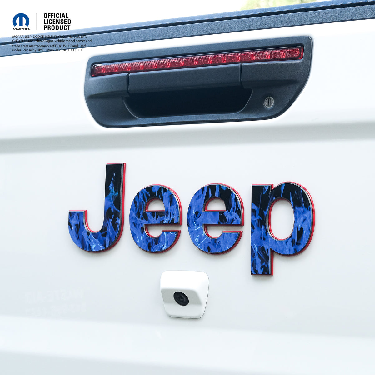 Jeep Emblem Overlay Decals - Blue Flames