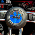 Jeep Wrangler JL Gladiator Steering Wheel Circle Blue Flames Vinyl Decal Sticker