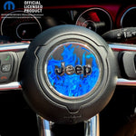 Jeep Wrangler JL Gladiator Steering Wheel Circle Blue Flames Vinyl Decal Sticker