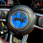 Jeep Wrangler JL Gladiator Steering Wheel Circle Blue Flames Vinyl Decal Sticker
