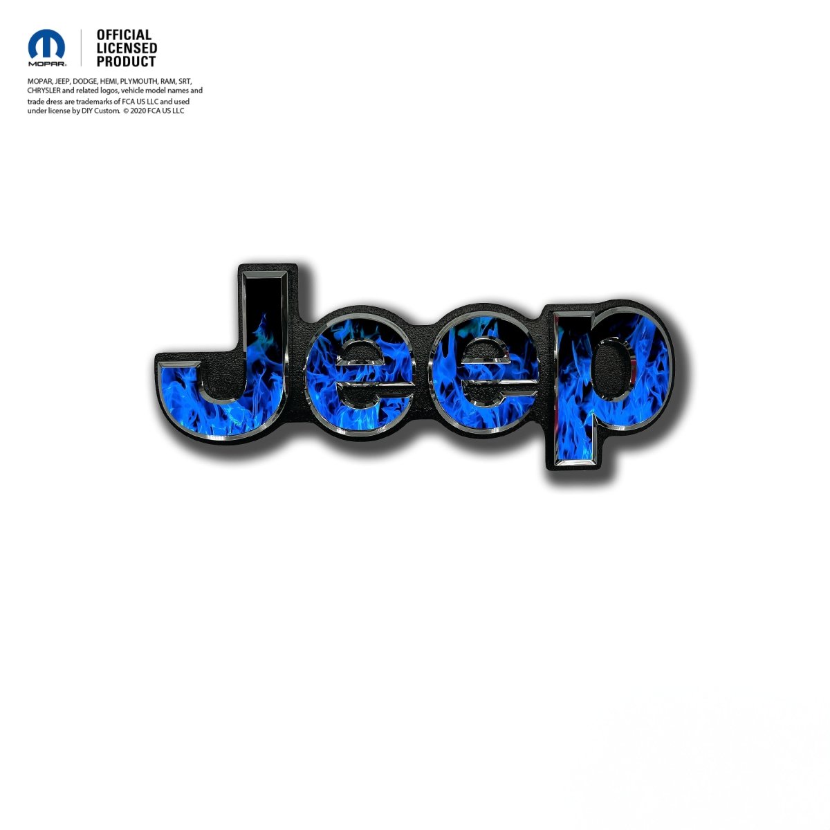 Jeep Emblem Overlay Decals - Blue Flames - Tiny Wrapz