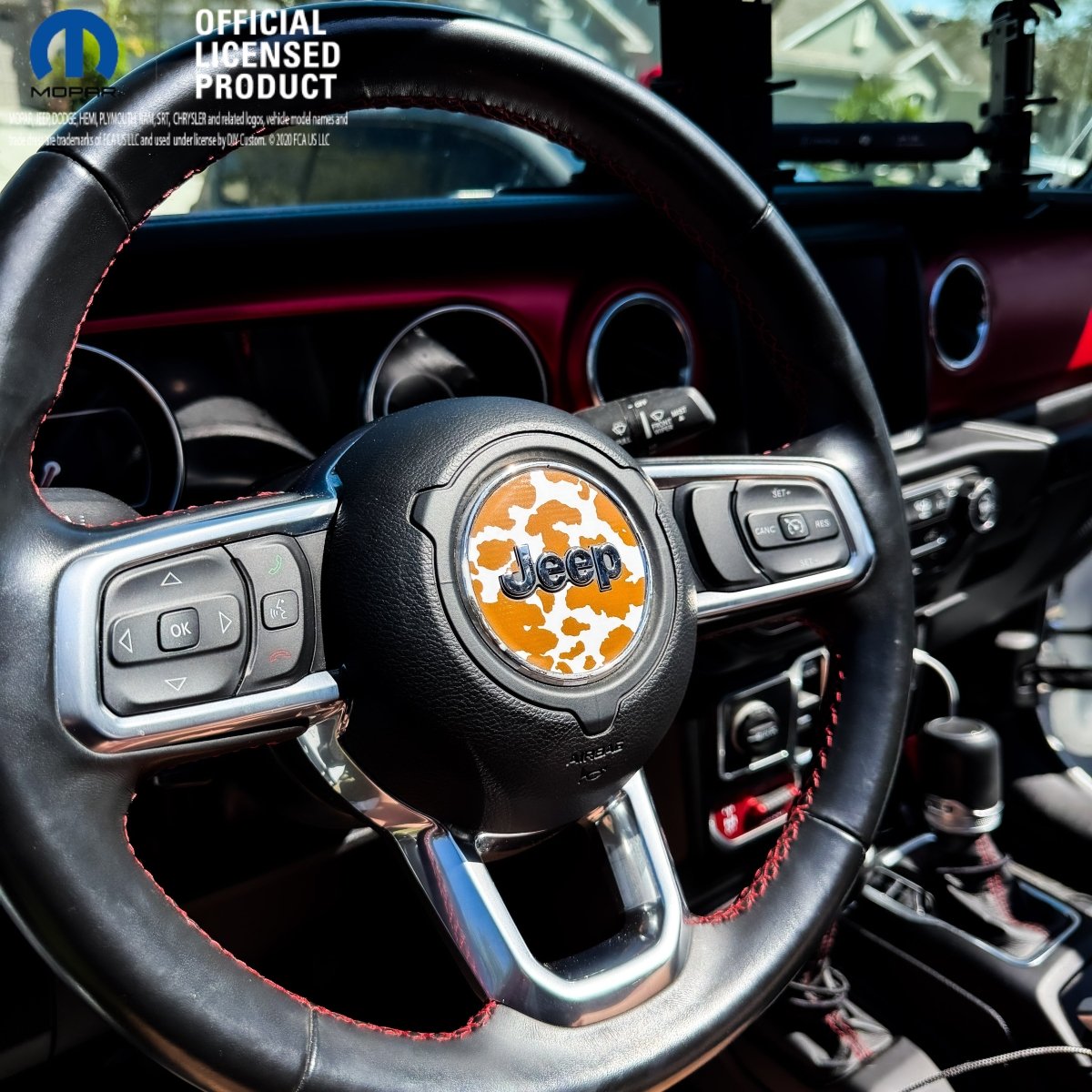 Jeep Wrangler JK Steering Wheel Circle Brown Cow Vinyl Decal Sticker 2007-2017 - Tiny Wrapz