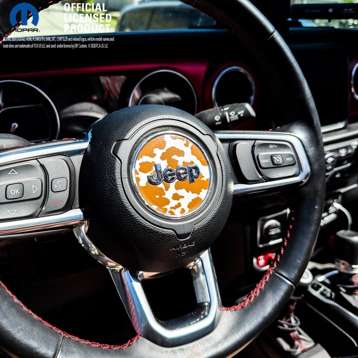 Jeep Wrangler JK Steering Wheel Circle Brown Cow Vinyl Decal Sticker 2007-2017 - Tiny Wrapz