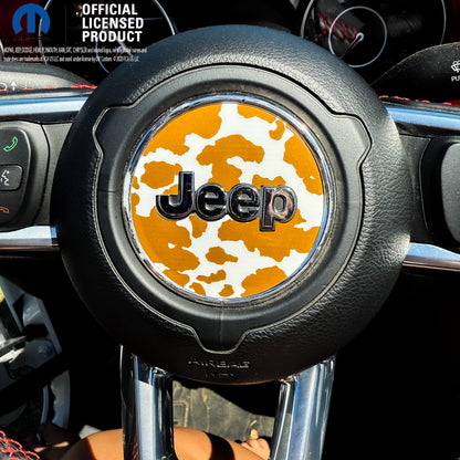Jeep Wrangler JL Gladiator Steering Wheel Circle Brown Cow Vinyl Decal Sticker