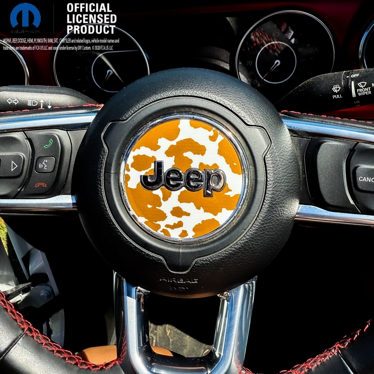 Jeep Wrangler JK Steering Wheel Circle Brown Cow Vinyl Decal Sticker 2007-2017 - Tiny Wrapz