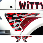 Jeep Fender Vent Decals Pair "Red & Gray Camo" Fits 2018-2026 Wrangler JL & Gladiator - Tiny Wrapz