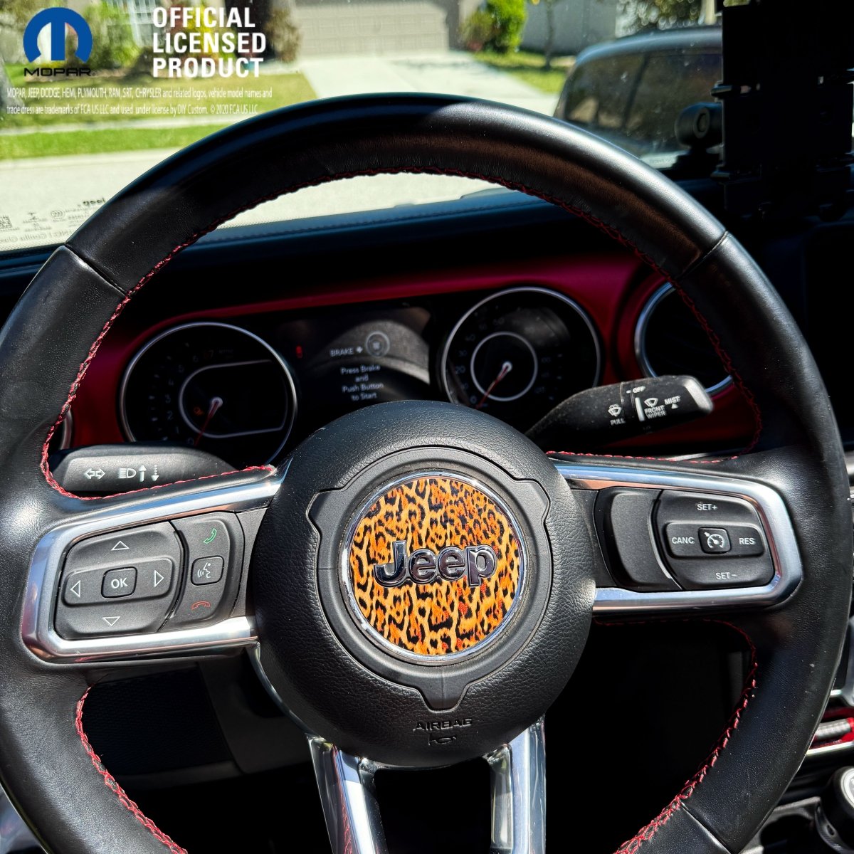 Jeep Wrangler JL Gladiator Steering Wheel Circle Leopard Vinyl Decal Sticker - Tiny Wrapz