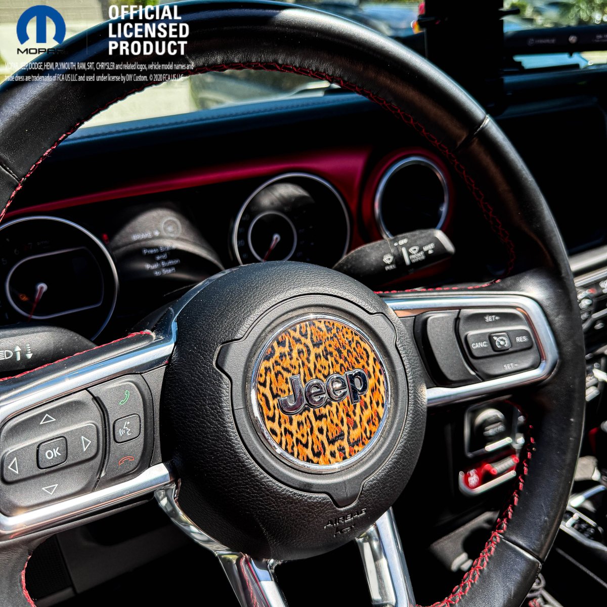 Jeep Wrangler JL Gladiator Steering Wheel Circle Leopard Vinyl Decal Sticker - Tiny Wrapz