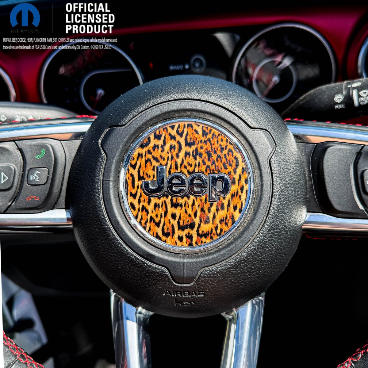 Jeep Wrangler JL Gladiator Steering Wheel Circle Leopard Vinyl Decal Sticker - Tiny Wrapz