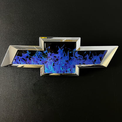 Blue Fire Flames Grill Emblem Overlay Premium Vinyl Decal Fits 2014-2019 Chevrolet Silverado