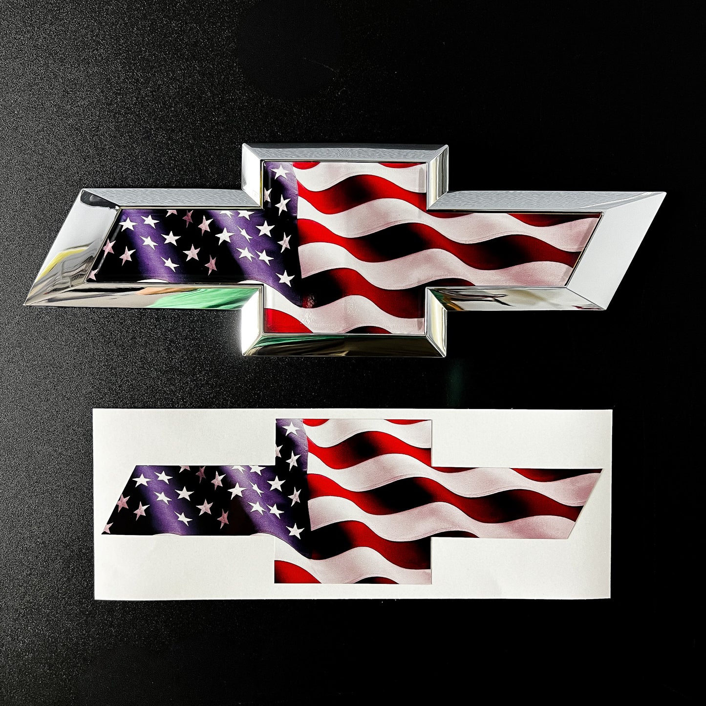 American Flag Tailgate Emblem Overlay Premium Vinyl Decal Fits 2014-2019 Chevrolet Silverado