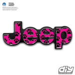 Jeep Emblem Overlay Decals - Dog Paws Pink Black - Tiny Wrapz