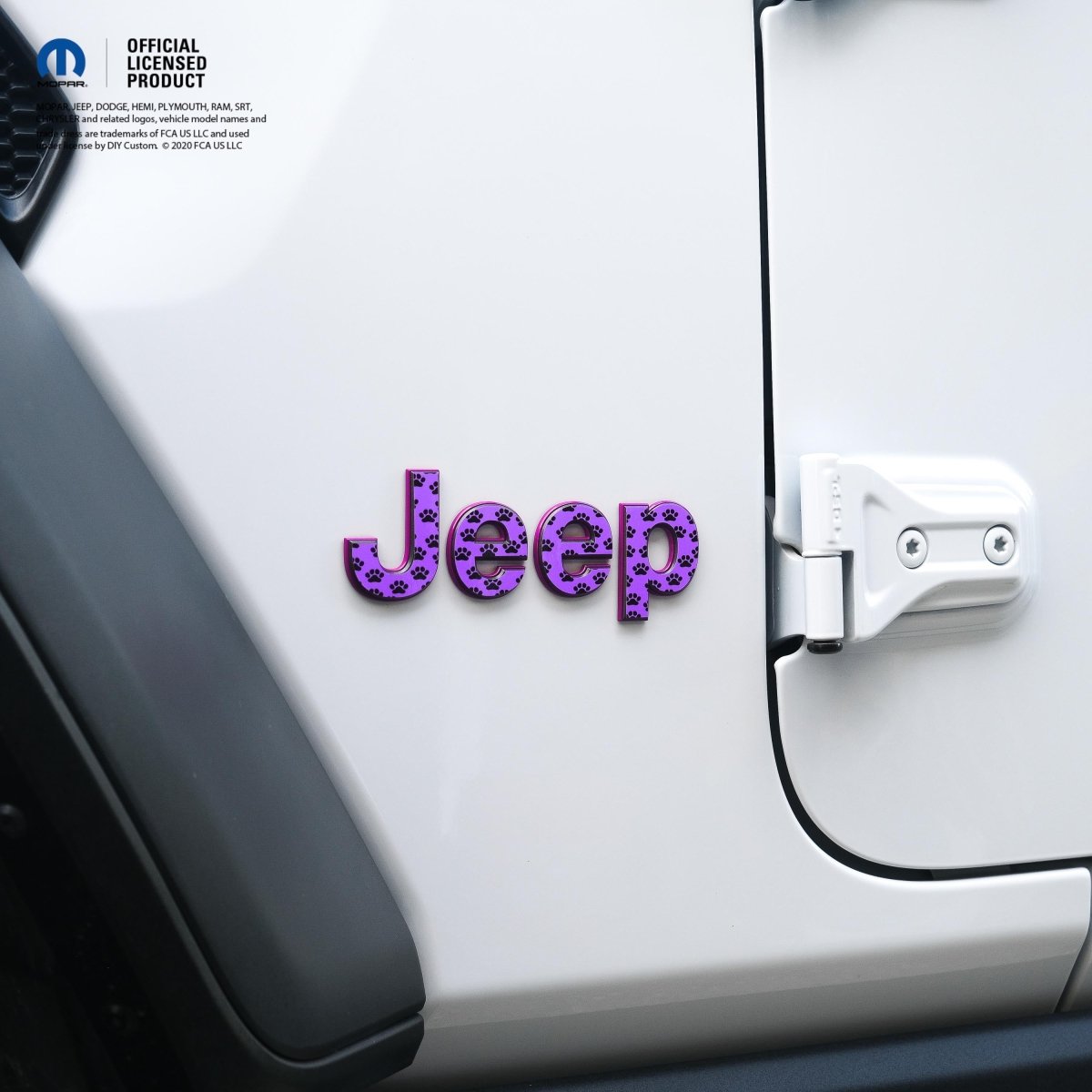 Jeep Emblem Overlay Decals - Dog Paws Purple Black  - Tiny Wrapz