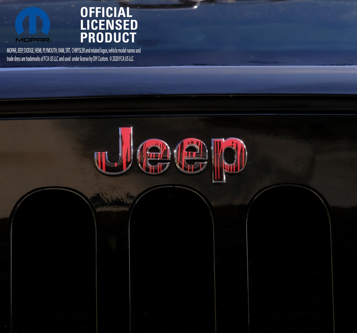 Jeep Emblem Overlay Decals - Dripping Red