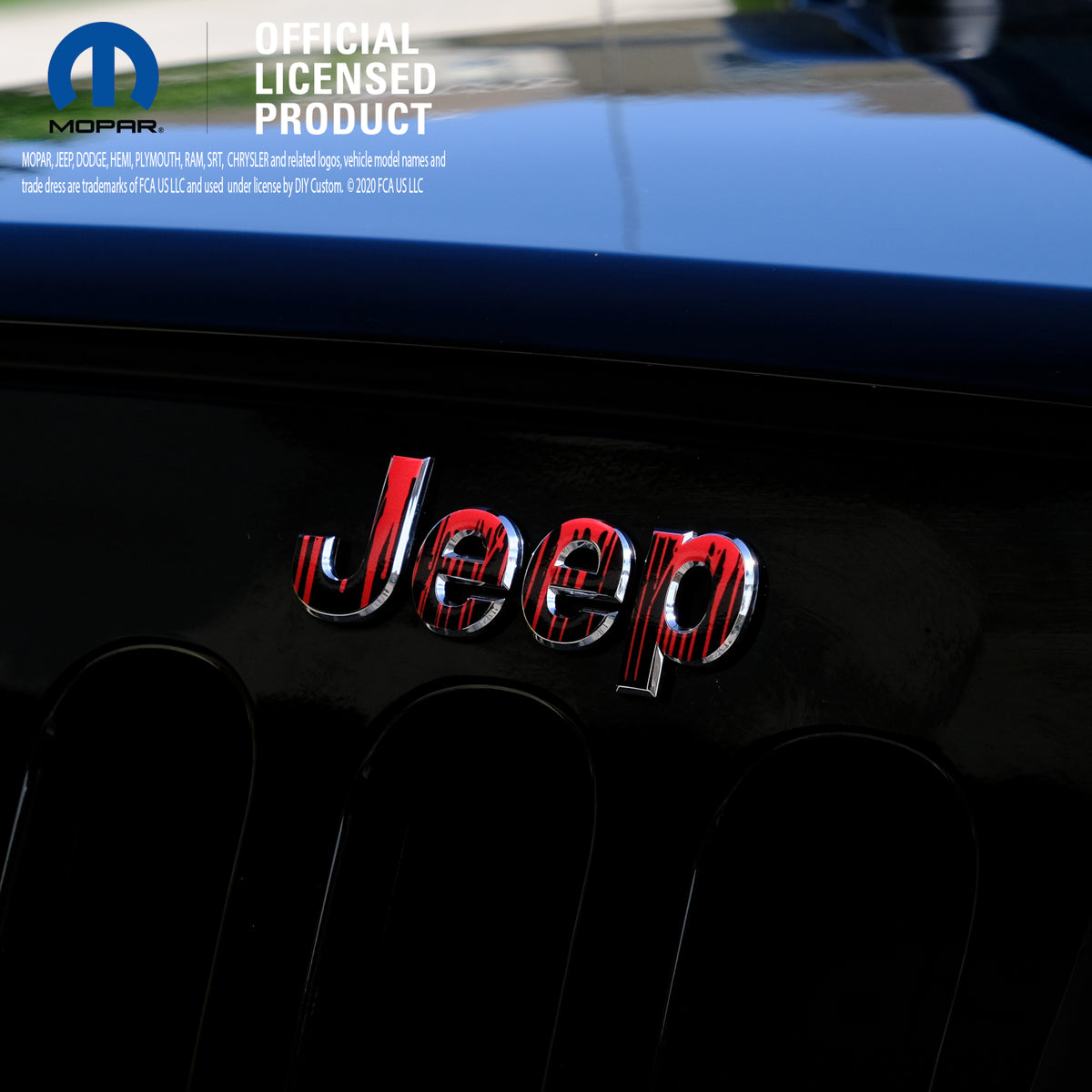 Jeep Emblem Overlay Decals - Dripping Red