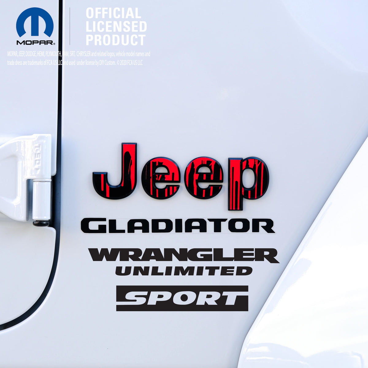 Jeep Emblem Overlay Decals - Dripping Red