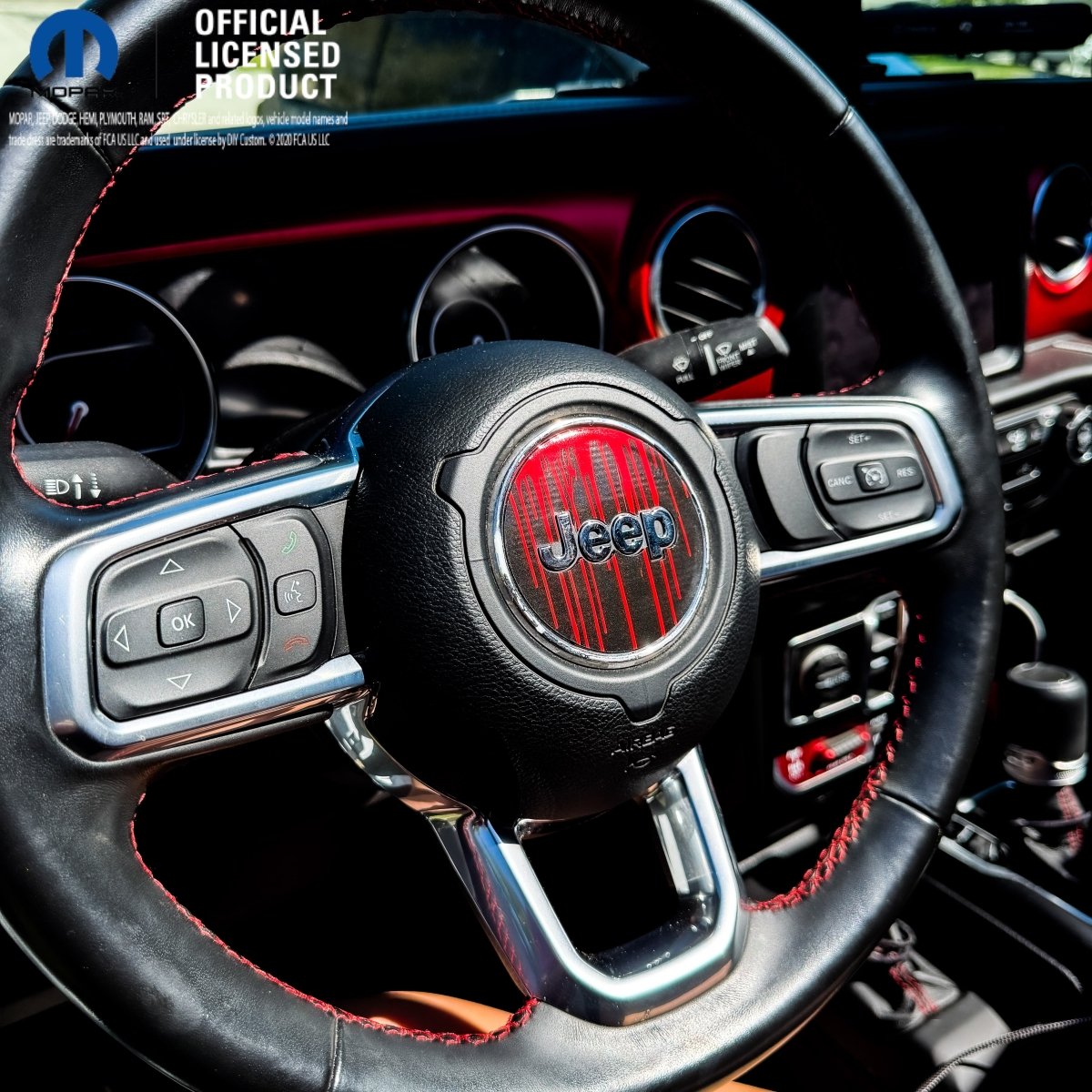 Jeep Wrangler JK Steering Wheel Circle Dripping Red Vinyl Decal Sticker 2007-2017 - Tiny Wrapz
