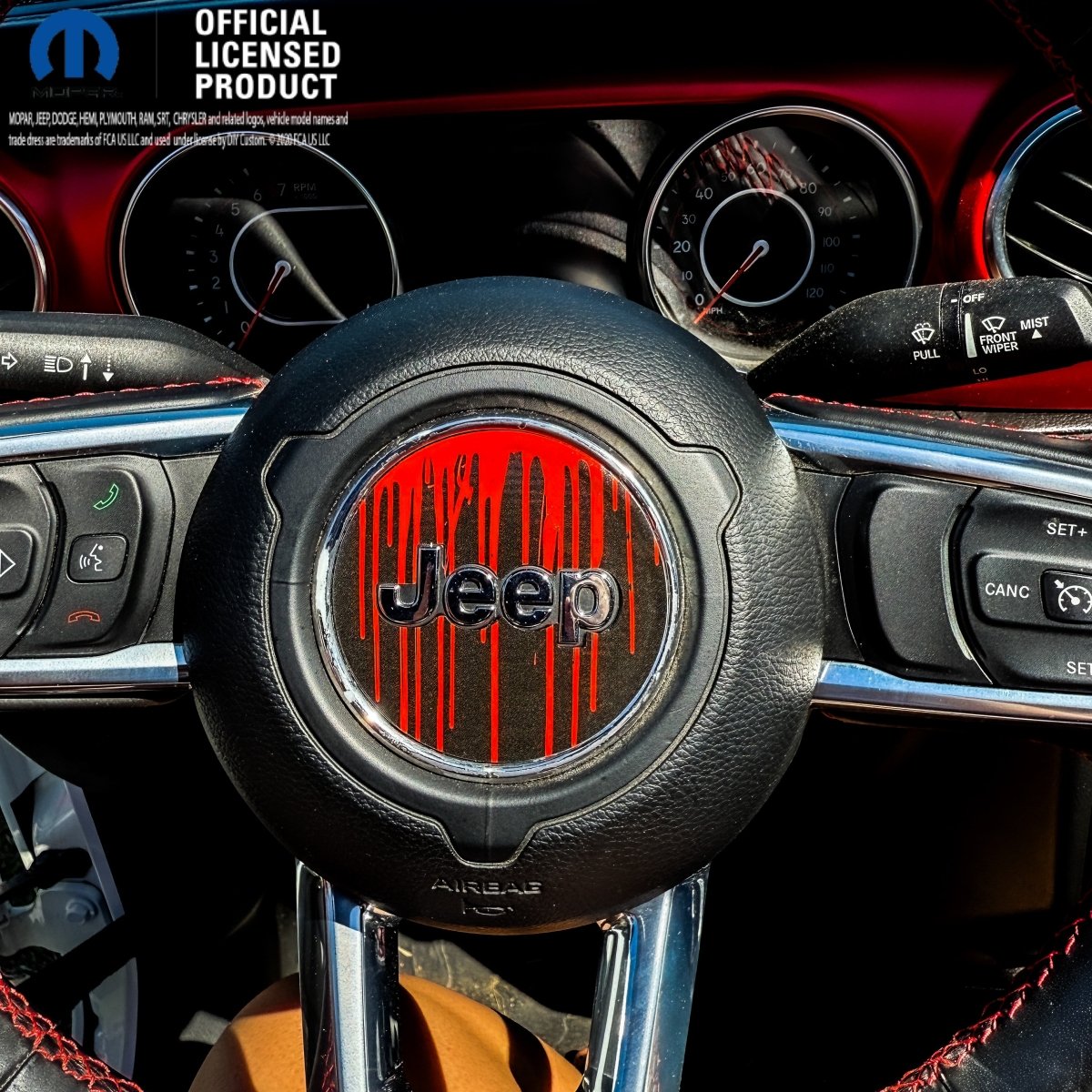 Jeep Wrangler JK Steering Wheel Circle Dripping Red Vinyl Decal Sticker 2007-2017 - Tiny Wrapz