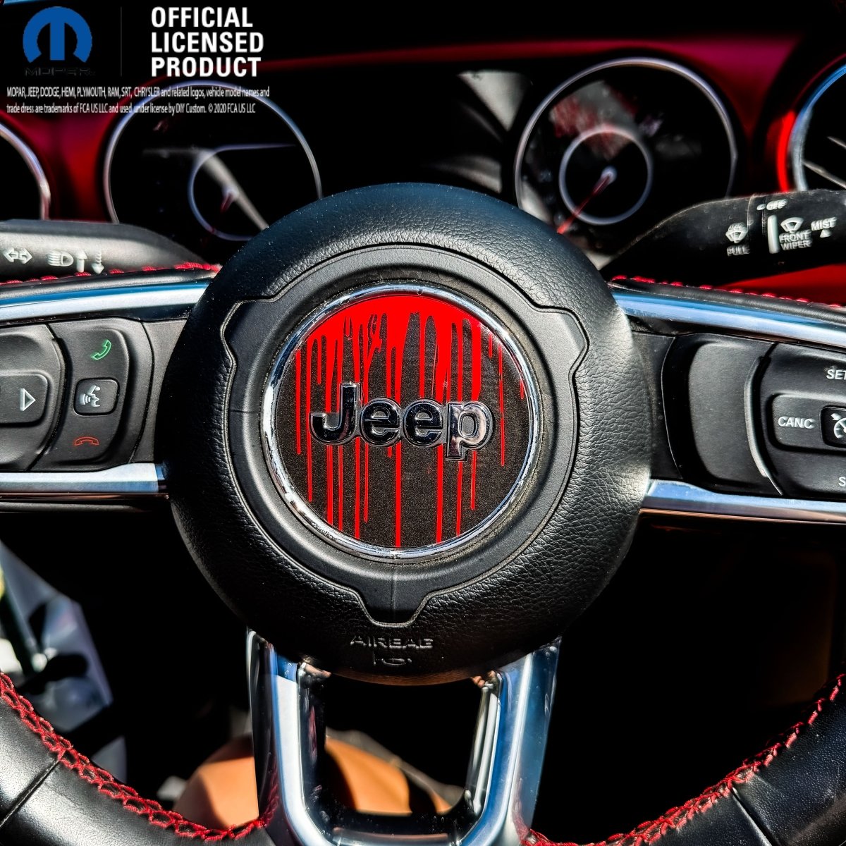 Jeep Wrangler JK Steering Wheel Circle Dripping Red Vinyl Decal Sticker 2007-2017 - Tiny Wrapz