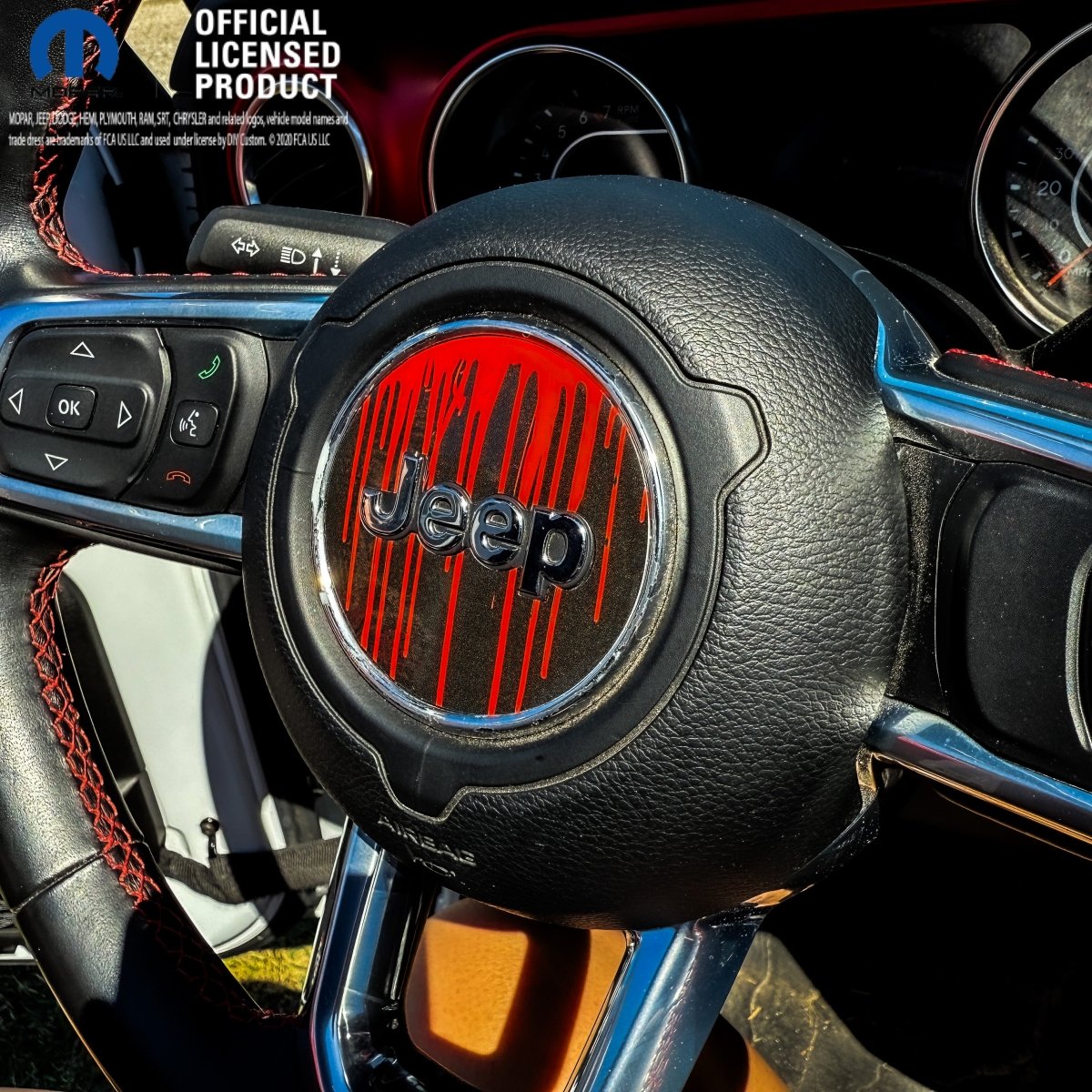 Jeep Wrangler JK Steering Wheel Circle Dripping Red Vinyl Decal Sticker 2007-2017 - Tiny Wrapz