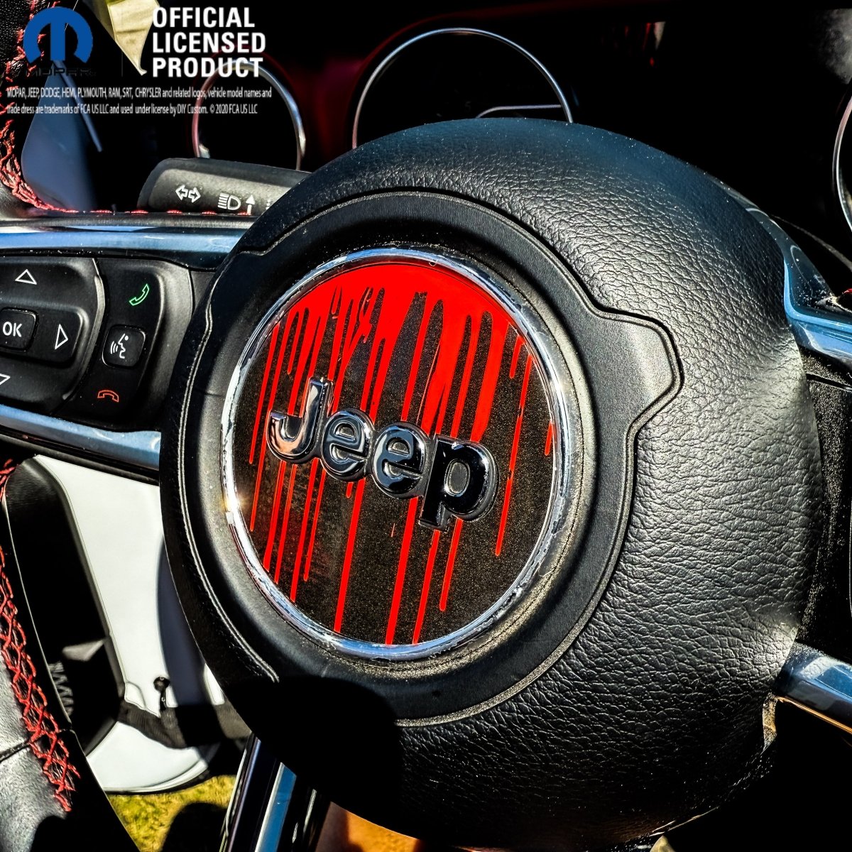 Jeep Wrangler JK Steering Wheel Circle Dripping Red Vinyl Decal Sticker 2007-2017 - Tiny Wrapz