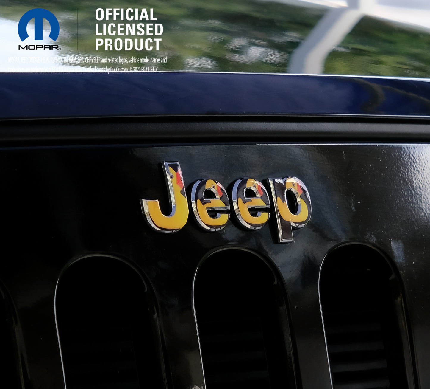 Jeep Emblem Overlay Decals - Ducks on Black