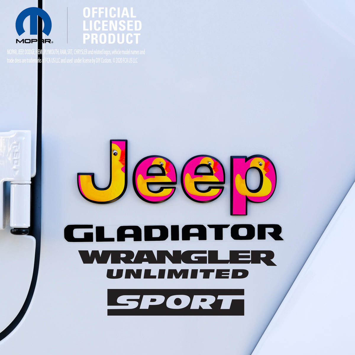 Jeep Emblem Overlay Decals - Ducks On Pink