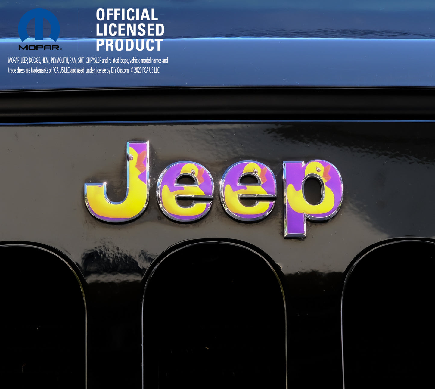 Jeep Emblem Overlay Decals - Ducks On Purple