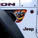 Jeep Fender Vent Decals Pair "Flaming Jack-O-Lantern" Fits 2018-2026 Wrangler JL & Gladiator - Tiny Wrapz