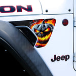Jeep Fender Vent Decals Pair "Flaming Jack-O-Lantern" Fits 2018-2026 Wrangler JL & Gladiator - Tiny Wrapz