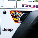 Jeep Fender Vent Decals Pair "Flaming Jack-O-Lantern" Fits 2018-2026 Wrangler JL & Gladiator - Tiny Wrapz