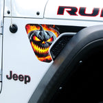 Jeep Fender Vent Decals Pair "Flaming Jack-O-Lantern" Fits 2018-2026 Wrangler JL & Gladiator - Tiny Wrapz