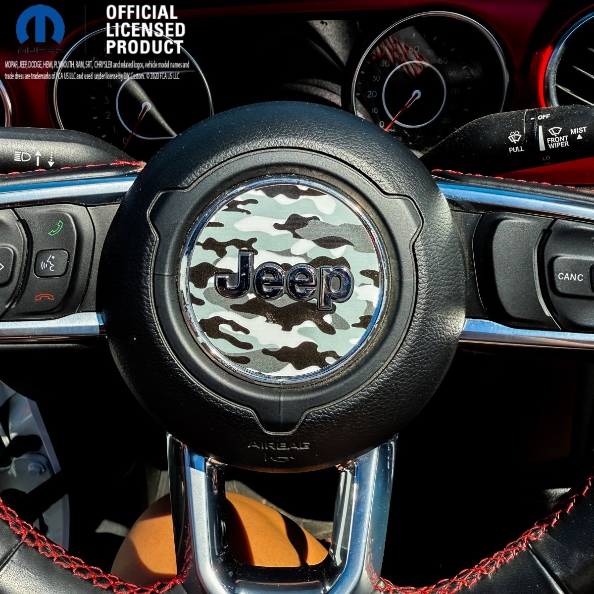 Jeep Wrangler JL Gladiator Steering Wheel Circle Grayscale Camo Vinyl Decal Sticker - Tiny Wrapz