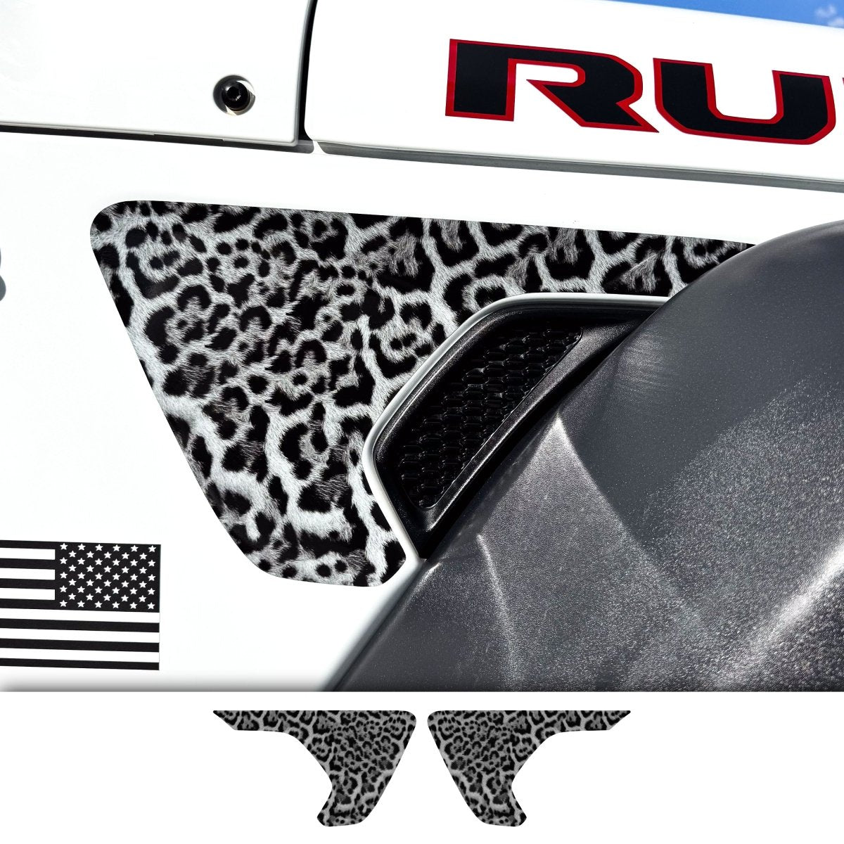 Jeep Fender Vent Decals Pair "Grayscale Leopard" Fits 2018-2026 Wrangler JL & Gladiator - Tiny Wrapz
