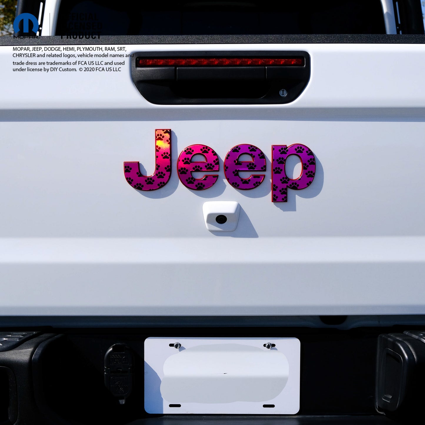 Holographic Jeep Emblem Overlay Decals - Dog Paws on Pink