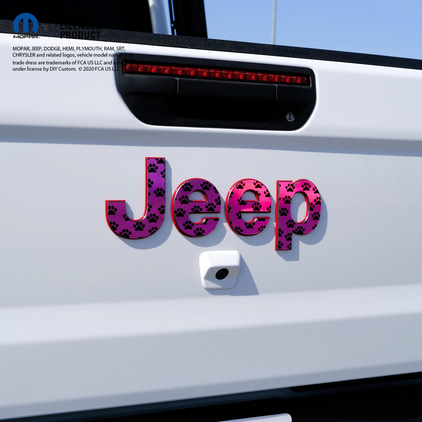 Holographic Jeep Emblem Overlay Decals - Dog Paws on Pink