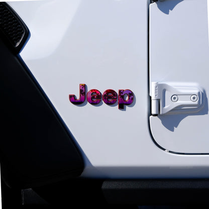 Holographic Jeep Emblem Overlay Decals - Pink Sunset