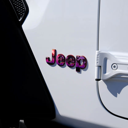 Holographic Jeep Emblem Overlay Decals - Pink Sunset