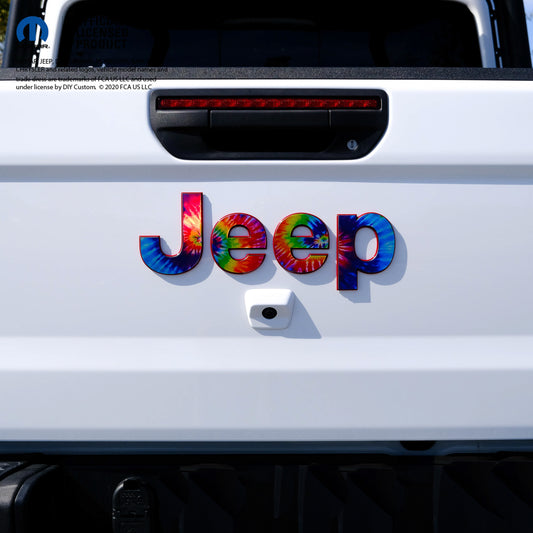 Holographic Jeep Emblem Overlay Decals - Tie Dye