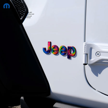 Holographic Jeep Emblem Overlay Decals - Tie Dye