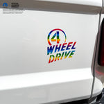 4 Wheel Drive Decal Rainbow Print- Fits All Jeeps